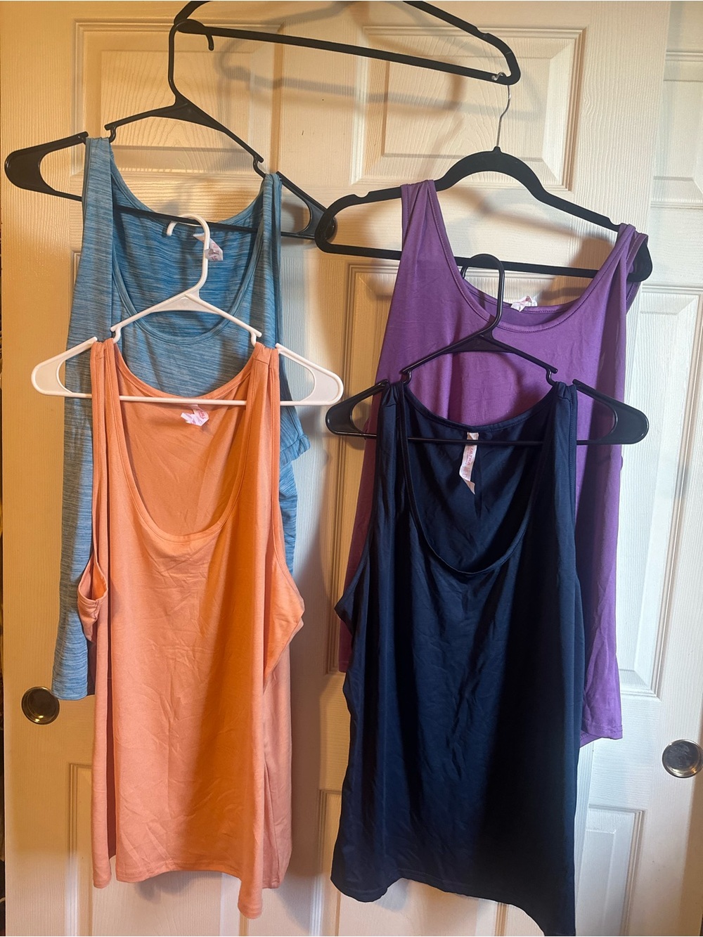 Women’s Sleeveless Tank Top - Peach, Navy, Purple, Heather Blue bundle